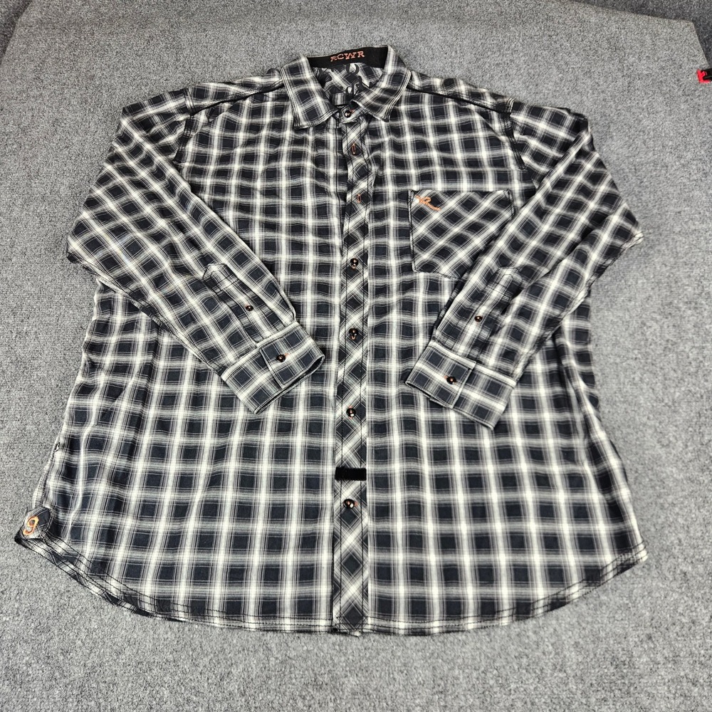 Rocawear Mens 3XL Black White Plaid Long Sleeve Button Down Shirt RCWR Cotton